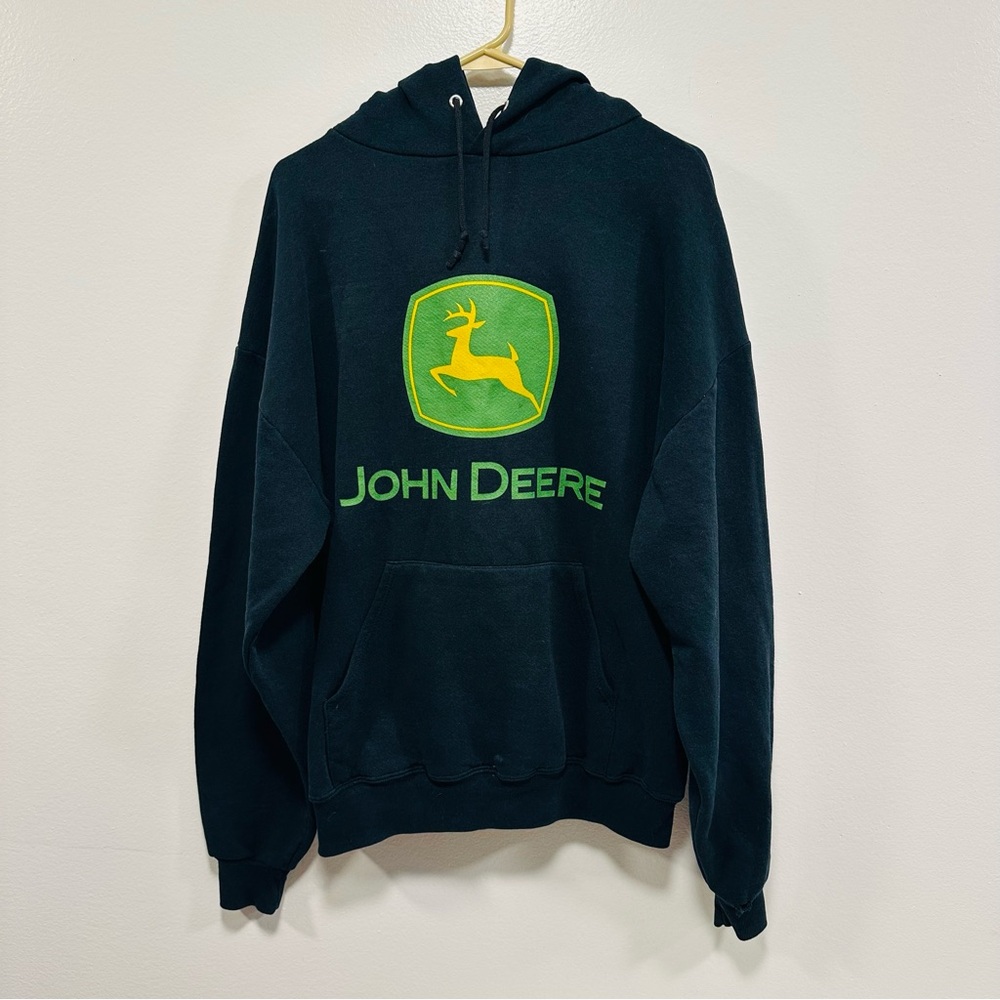 John Deere Black Sweatshirt! Vintage Y2K farm girl hoodie size large